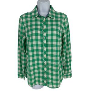 Talbots Petites Checkered Button Up Long Sleeves Shirt Womens Size MP